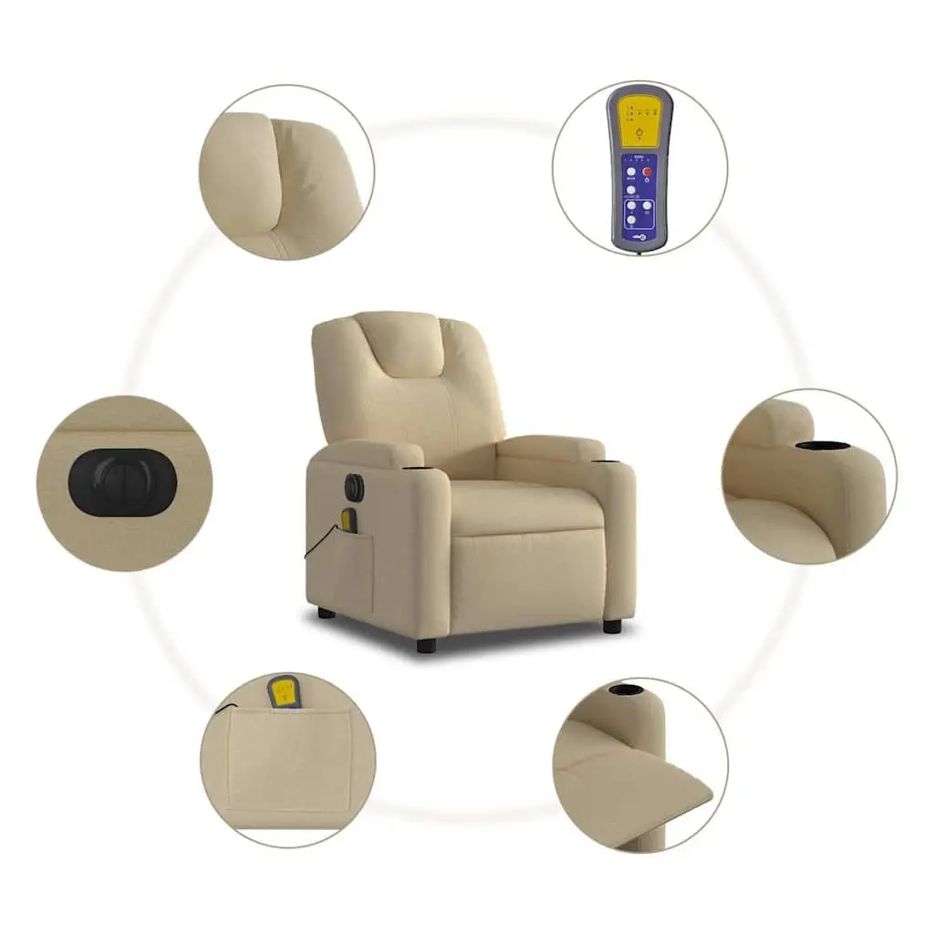 Cream Electric Massage Recliner Chair