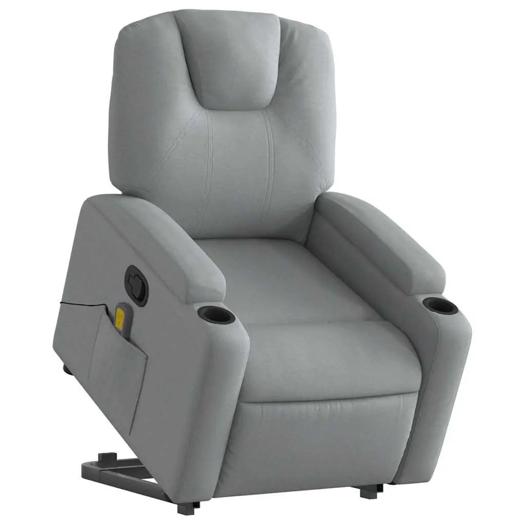 Electric Massage Recliner Chair for Living Room Grey Fabric 135 Degrees
