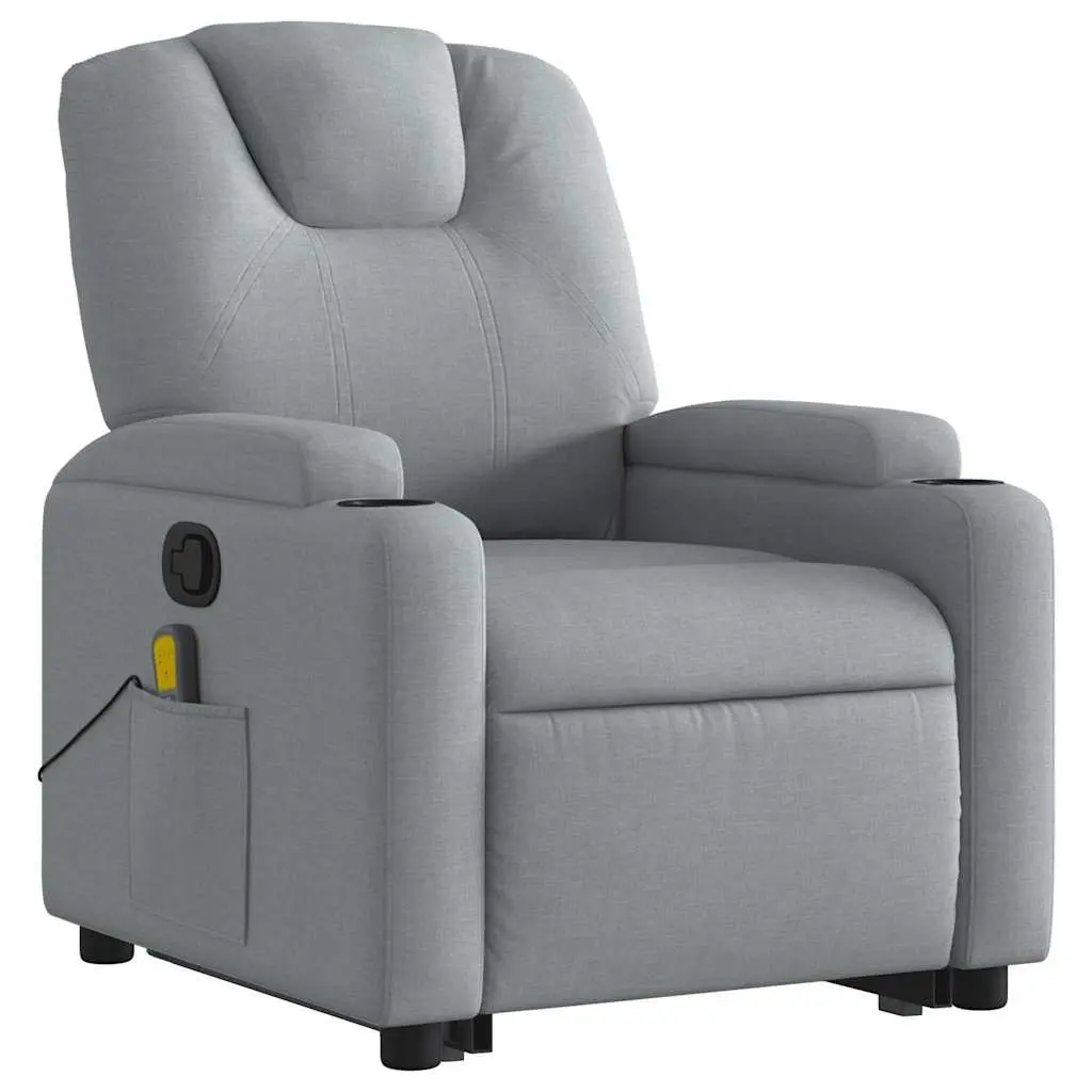 Electric Massage Recliner Chair for Living Room Grey Fabric 135 Degrees