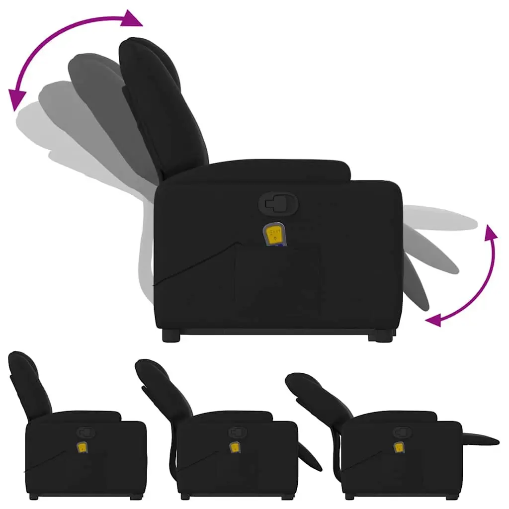 Stand Up Massage Recliner Chair Black Fabric Electric Power Lift Armchair