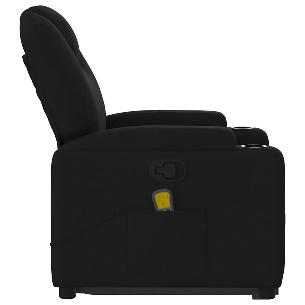 Stand Up Massage Recliner Chair Black Fabric Electric Power Lift Armchair