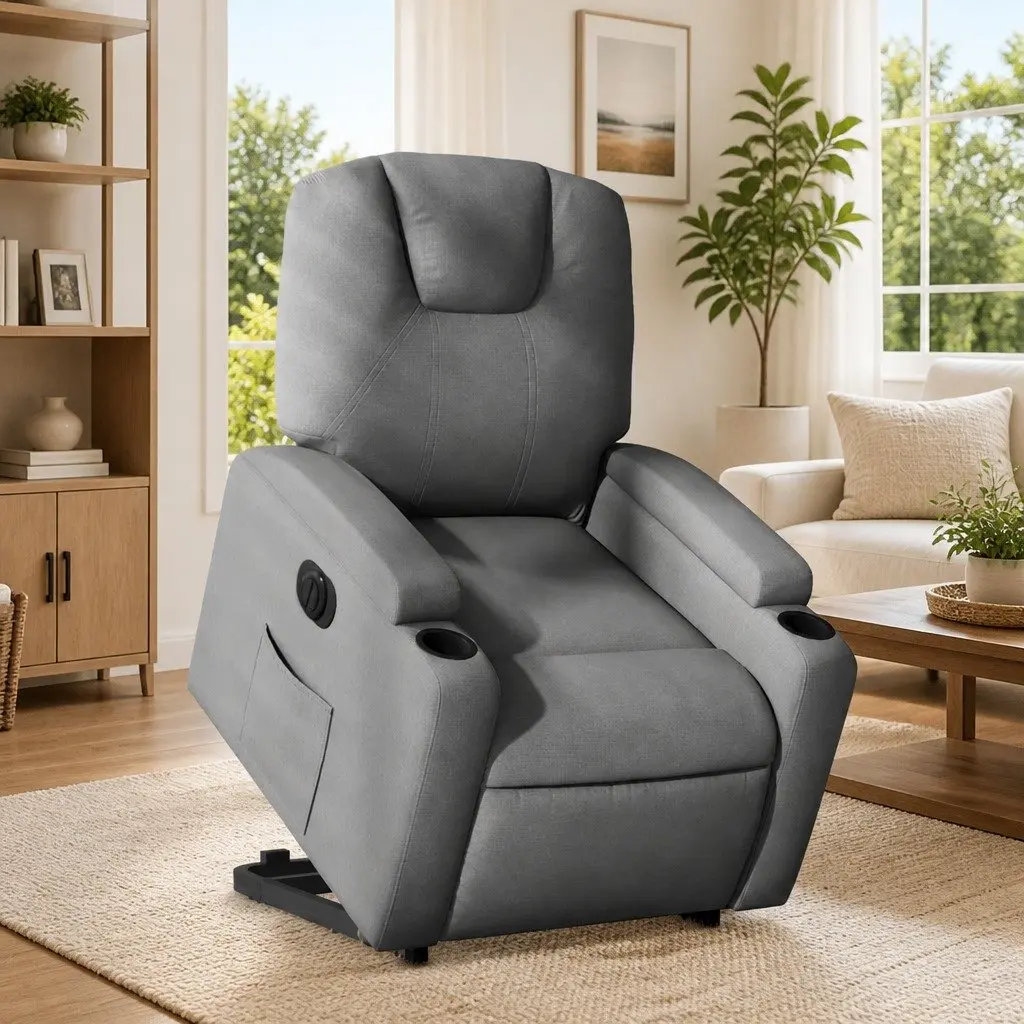 Electric Stand Up Recliner Chair for Living Room Grey Fabric