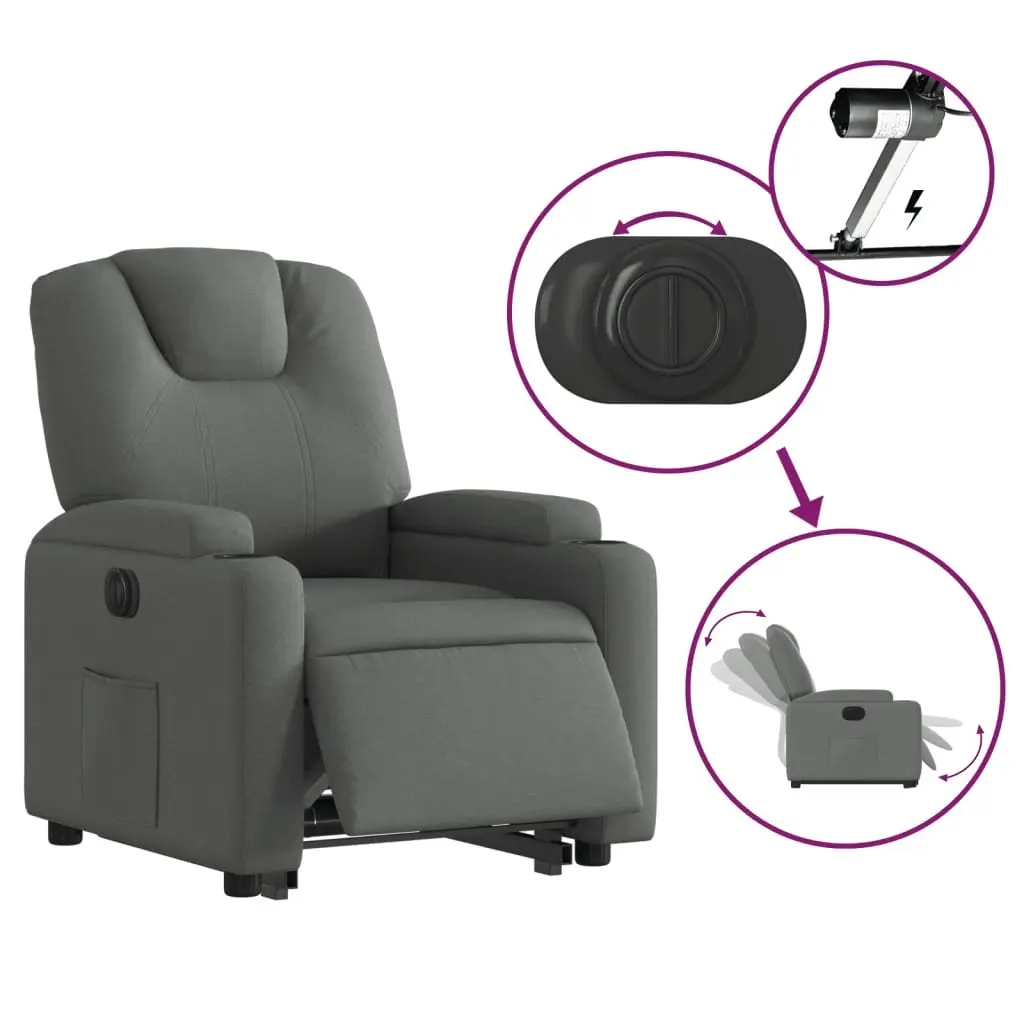 Electric Stand Up Recliner Chair for Living Room Grey Fabric