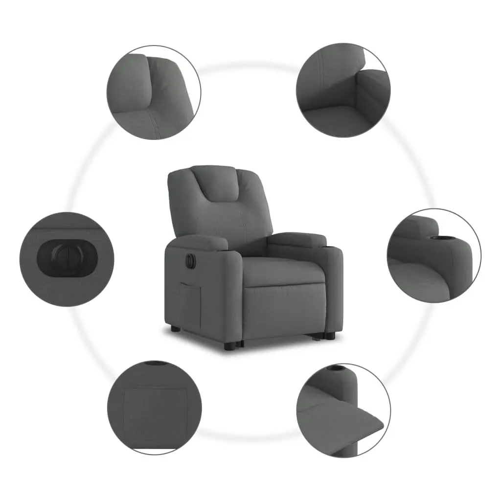 Electric Stand Up Recliner Chair for Living Room Grey Fabric