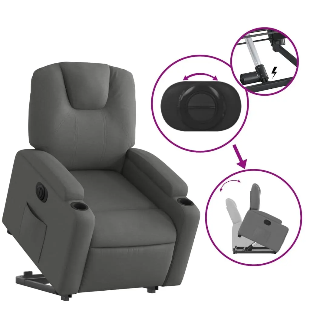 Electric Stand Up Recliner Chair for Living Room Grey Fabric
