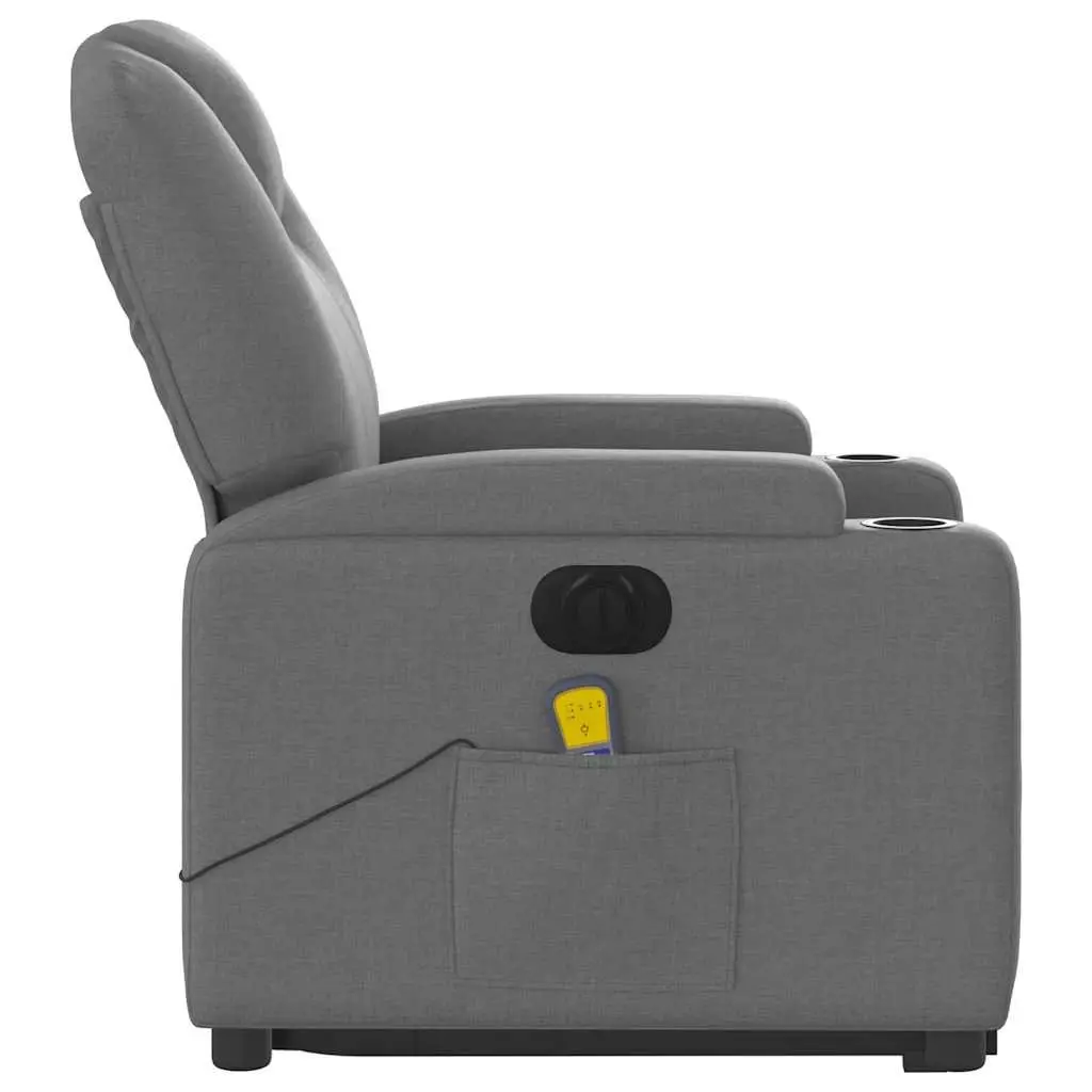 Electric Massage Recliner Chair for Elderly Grey Fabric Power Lift 135 Degrees
