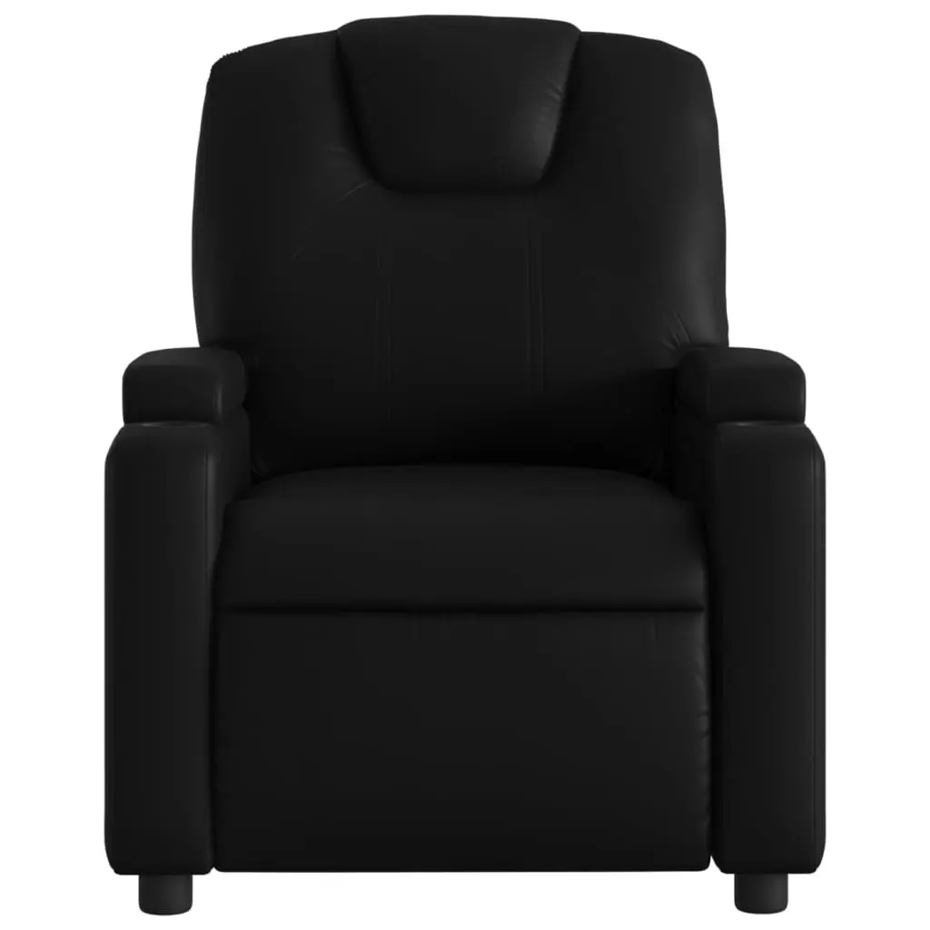 Massage Recliner Chair for Living Room Black Faux Leather Manual Recline 135 Degrees