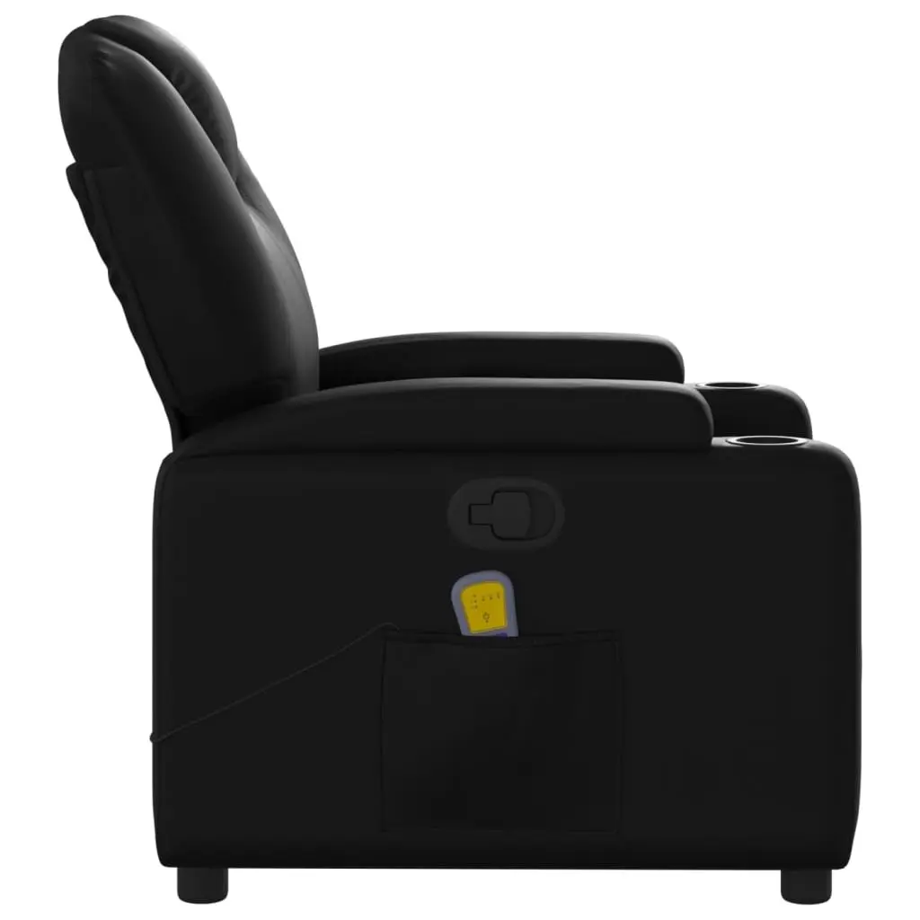 Massage Recliner Chair for Living Room Black Faux Leather Manual Recline 135 Degrees