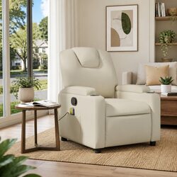 Specifications of Cream Faux Leather Massage Recliner Chair