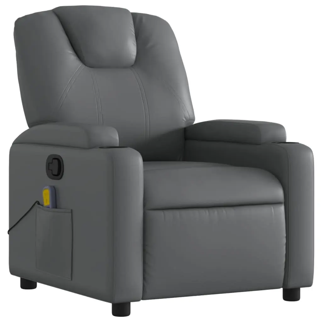 Massage Recliner Chair for Living Room Grey Manual Recline 6 Vibration Points