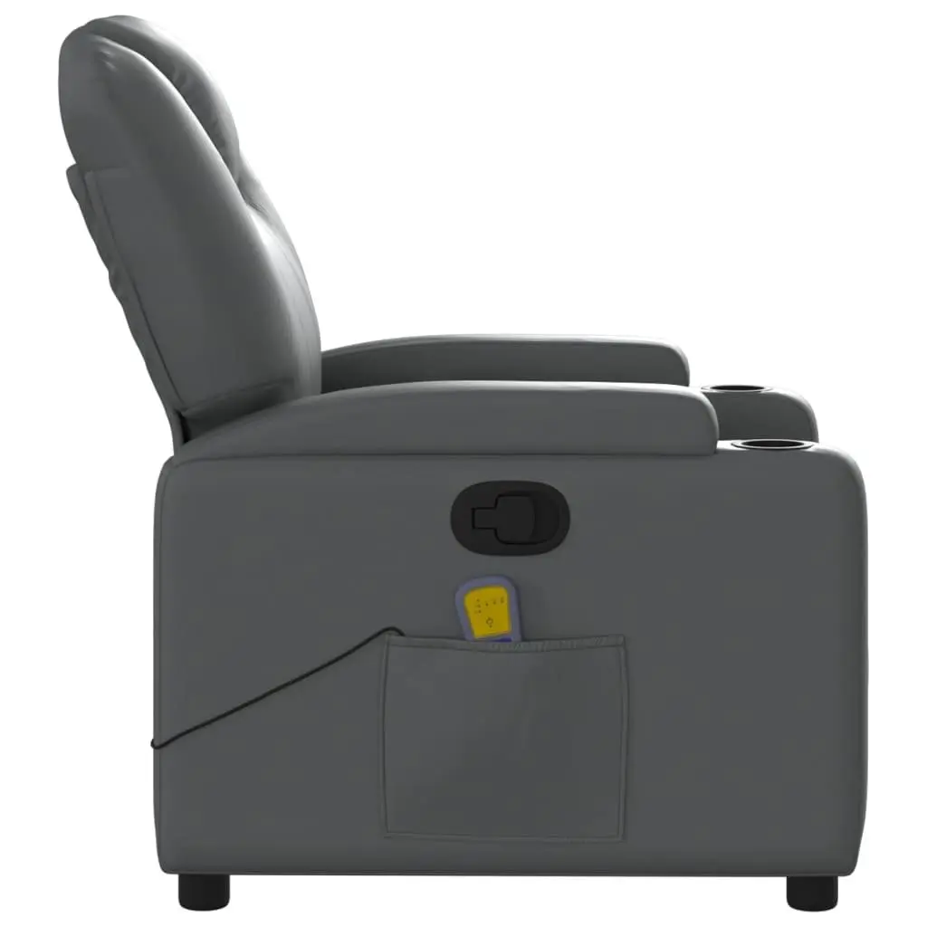 Massage Recliner Chair for Living Room Grey Manual Recline 6 Vibration Points