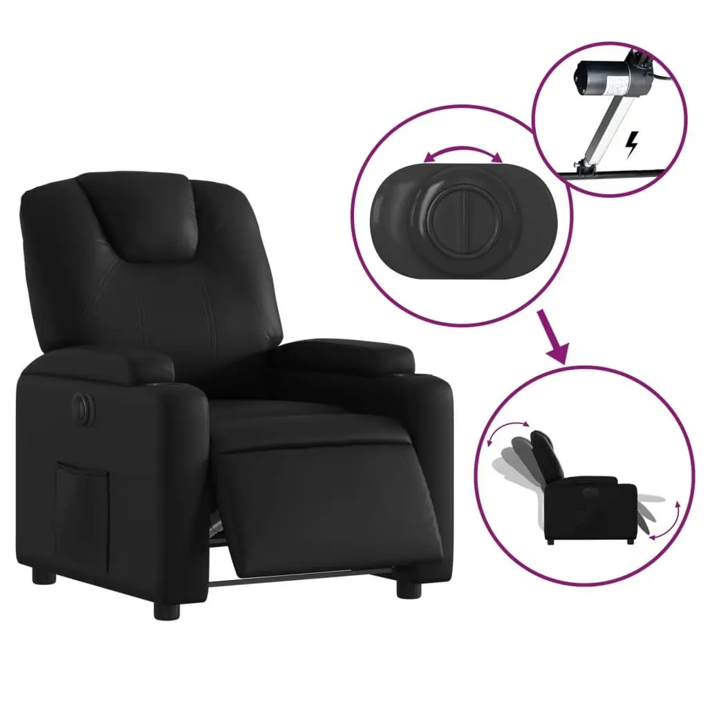 Black Faux Leather Electric Recliner Chair