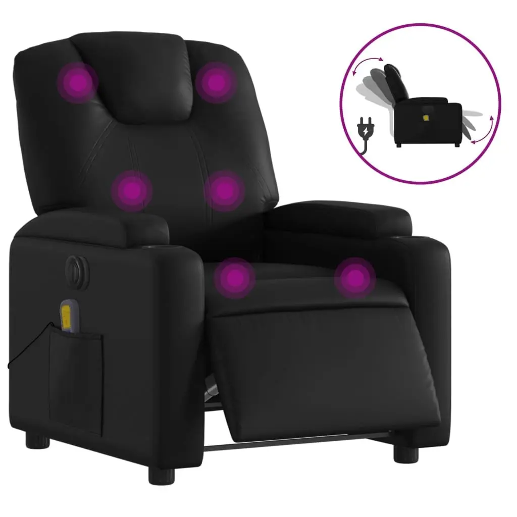 Electric Massage Recliner Chair for Living Room Black Faux Leather