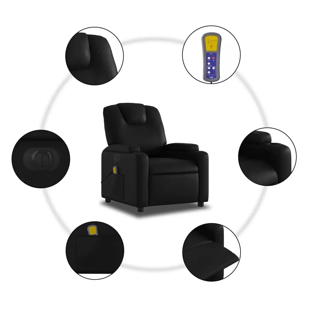 Electric Massage Recliner Chair for Living Room Black Faux Leather