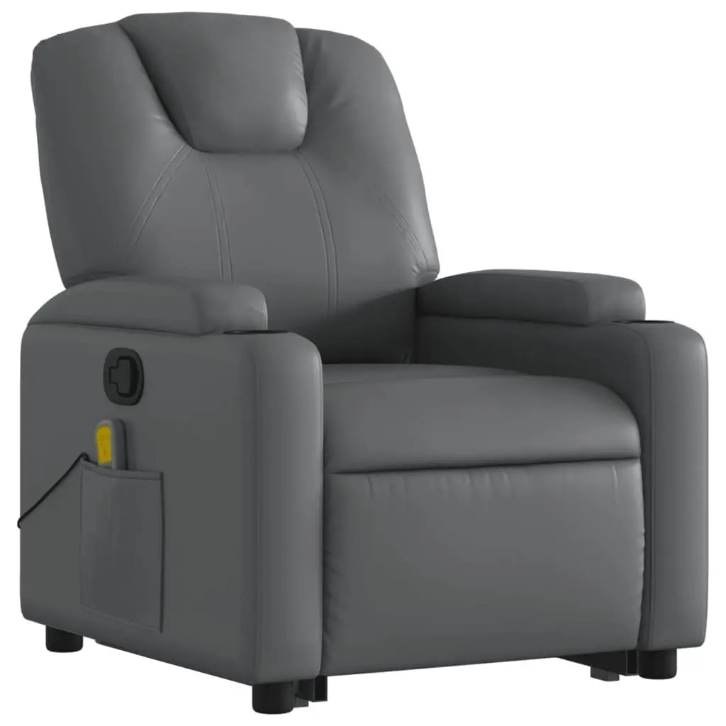 Grey Faux Leather Massage Recliner Chair