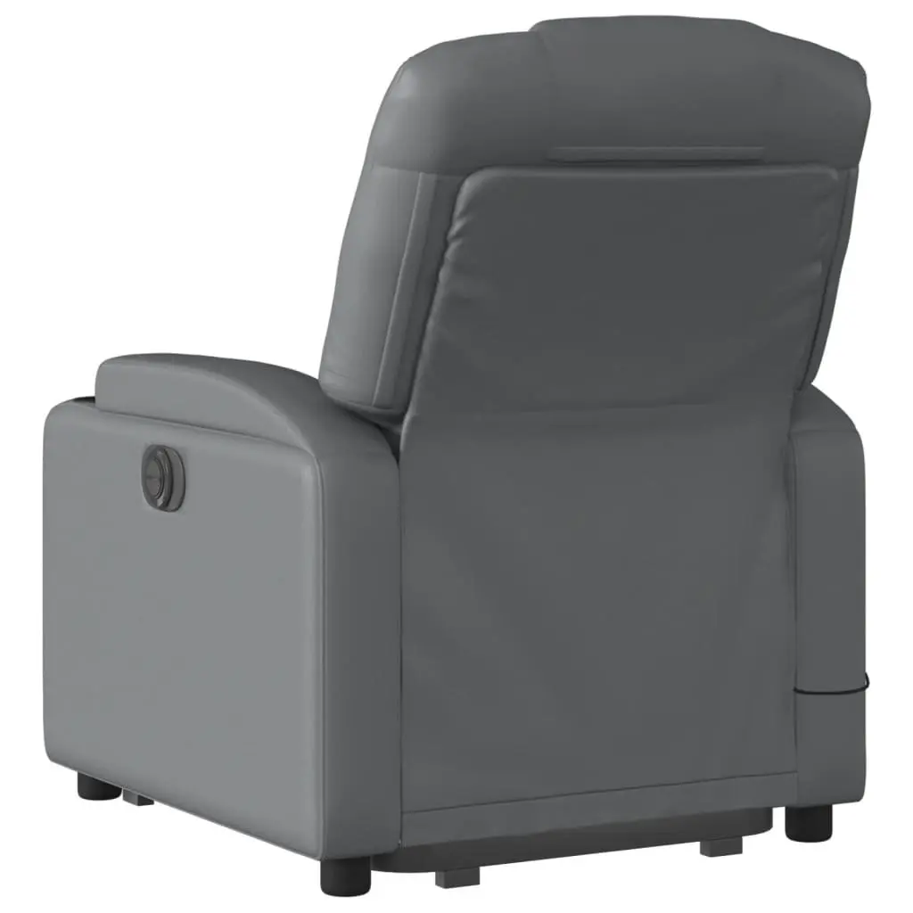 Grey Faux Leather Massage Recliner Chair