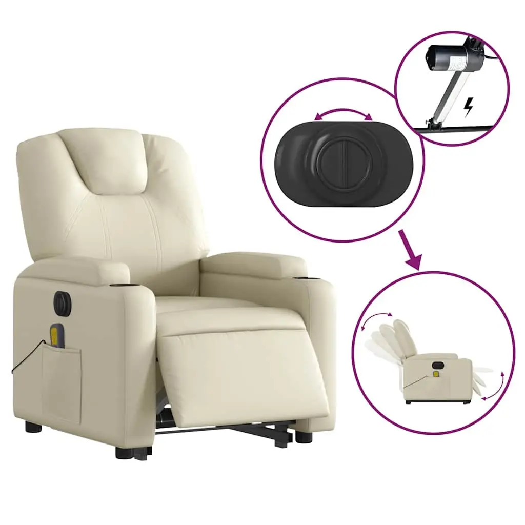 Electric Massage Recliner Chair Cream
