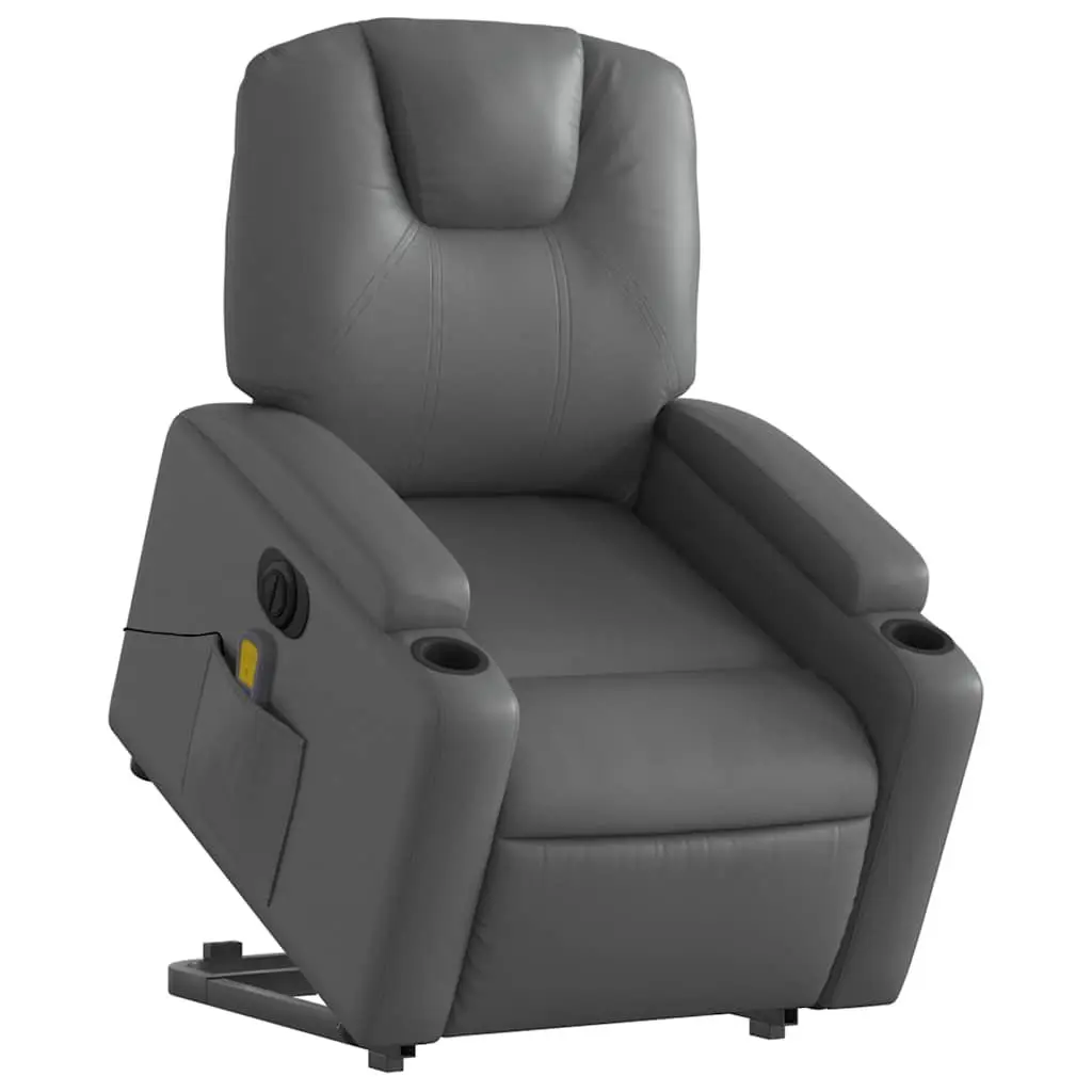 Electric Massage Recliner Chair for Living Room Grey Faux Leather