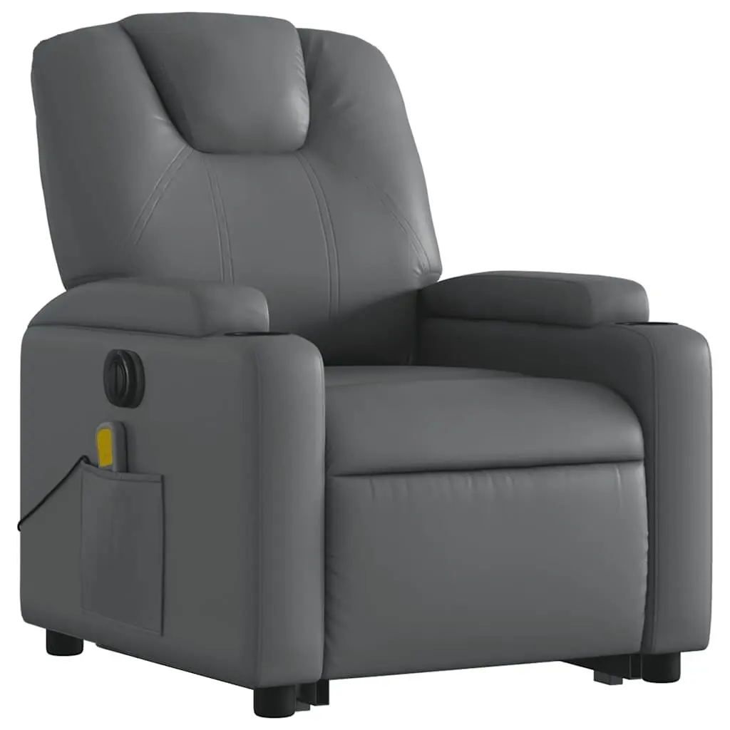 Electric Massage Recliner Chair for Living Room Grey Faux Leather