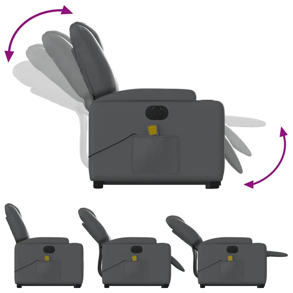 Electric Massage Recliner Chair for Living Room Grey Faux Leather