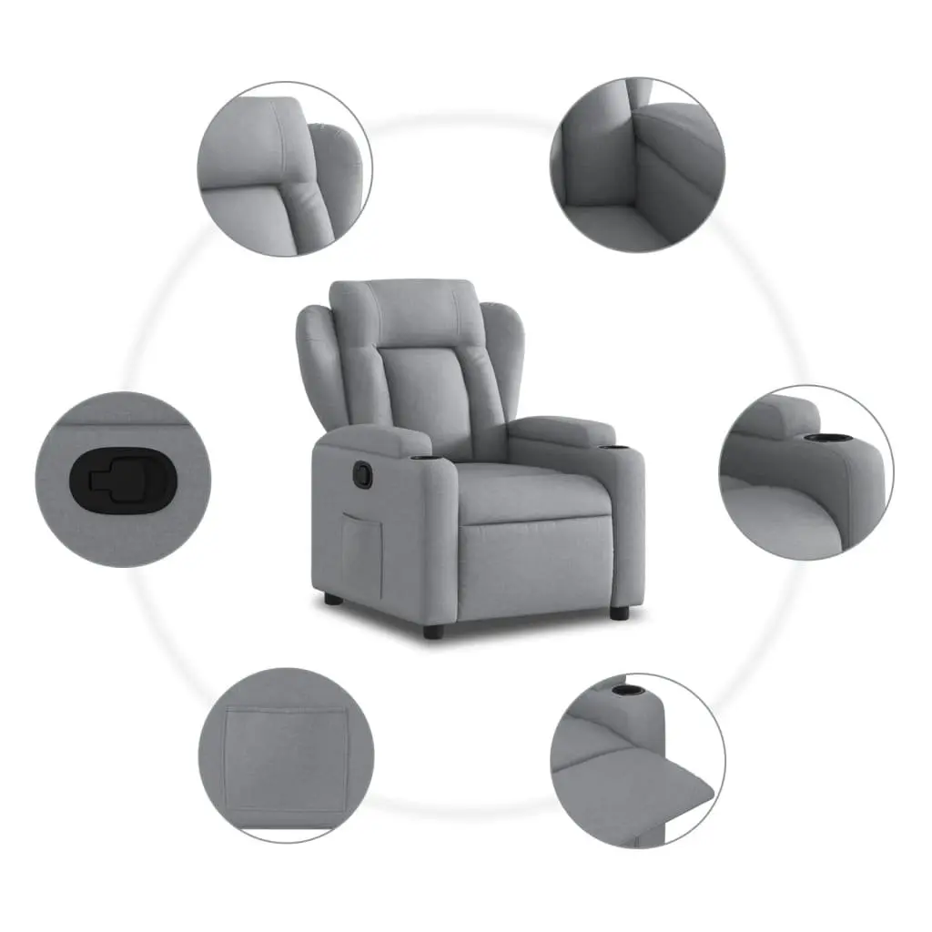 Recliner Chair Manual Reclining Armchair for Living Room Light Grey