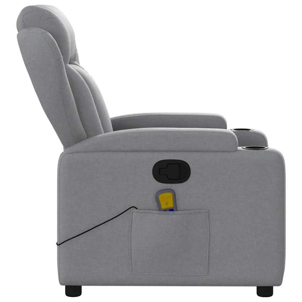 Massage Recliner Chair for Living Room Grey Fabric Manual Recline Vibration Armchair