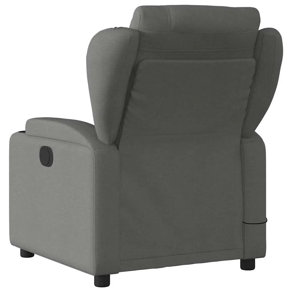 Massage Recliner Chair for Living Room Grey Fabric Manual Reclining with Vibration 6 Massage Points