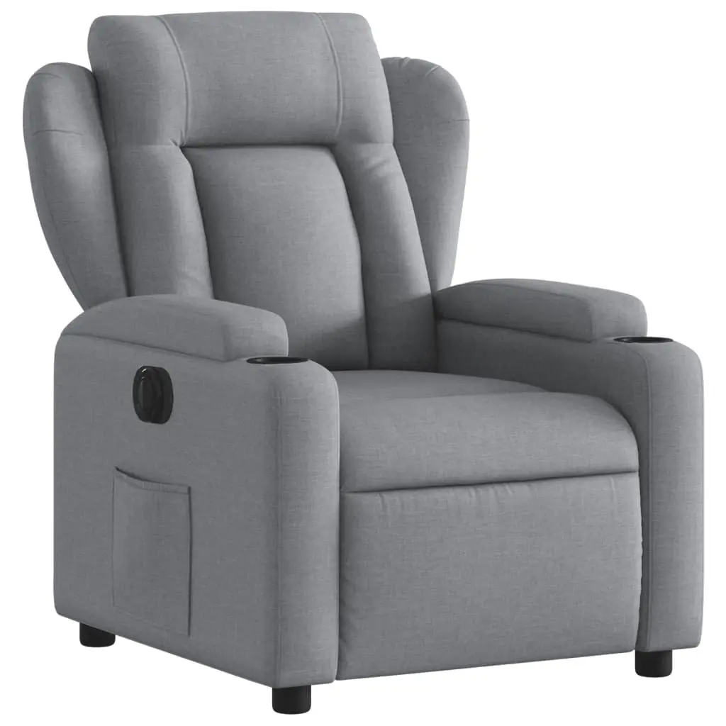 Electric Recliner Chair Living Room Light Grey Fabric