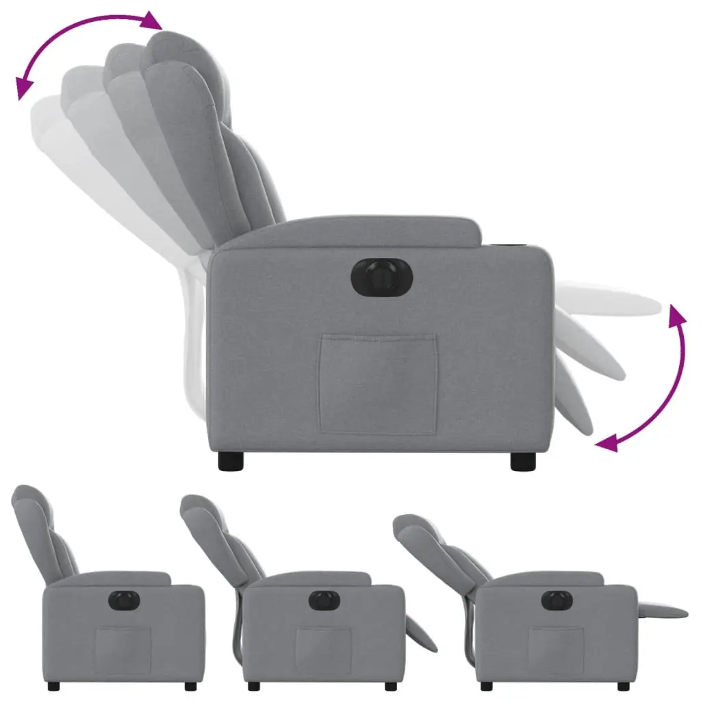 Electric Recliner Chair Living Room Light Grey Fabric