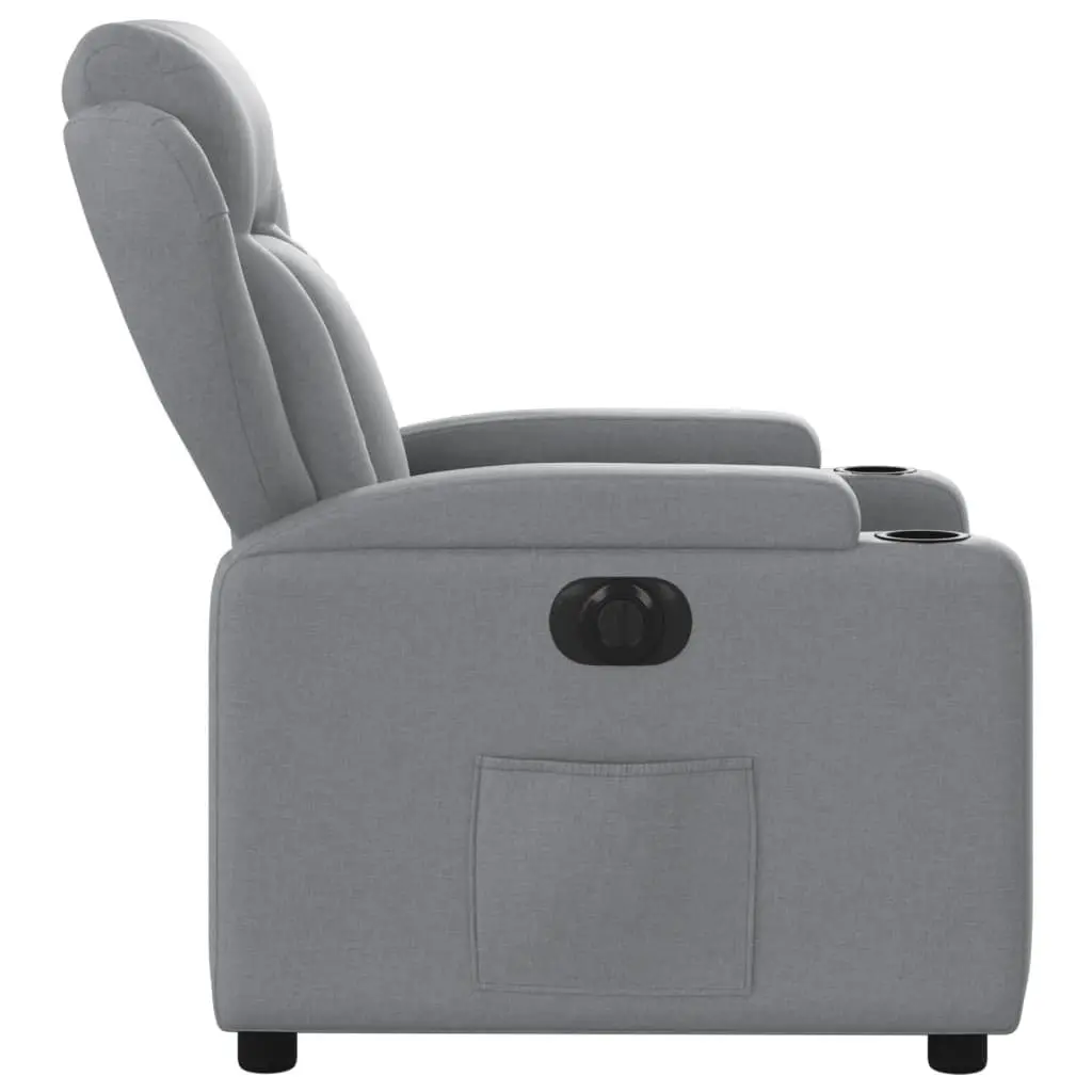 Electric Recliner Chair Living Room Light Grey Fabric