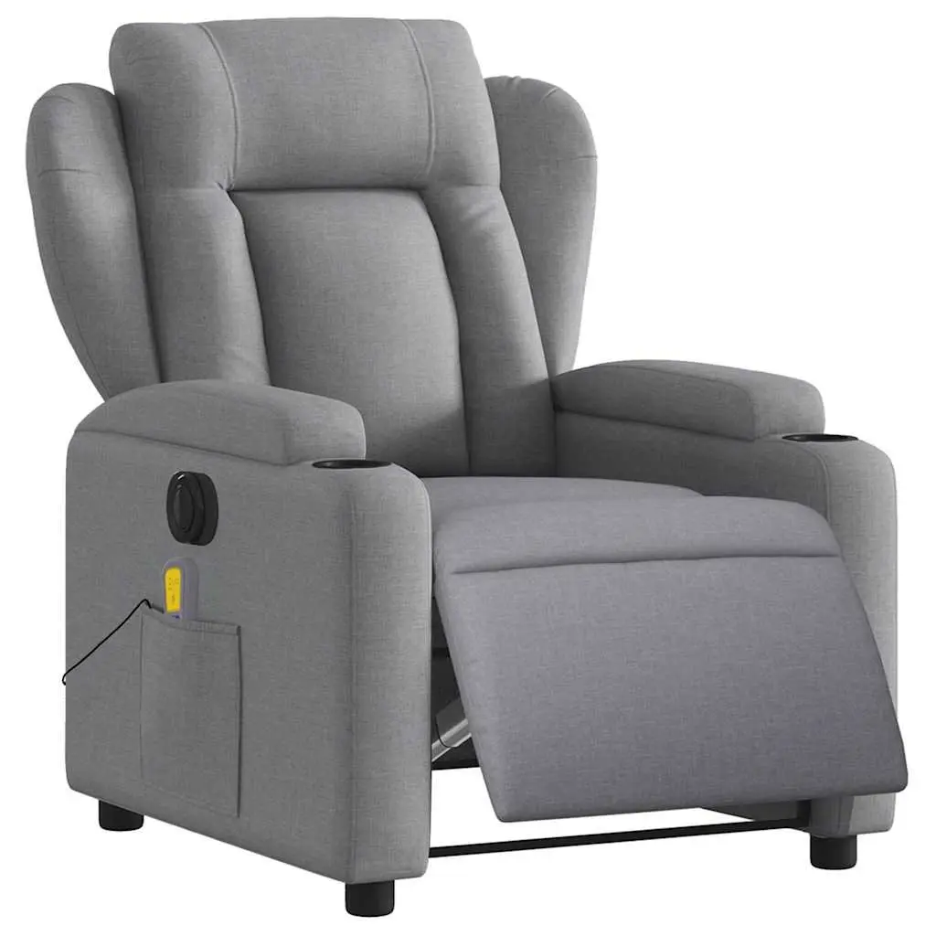 Electric Massage Recliner Chair Grey Fabric Living Room Adjustable Footrest