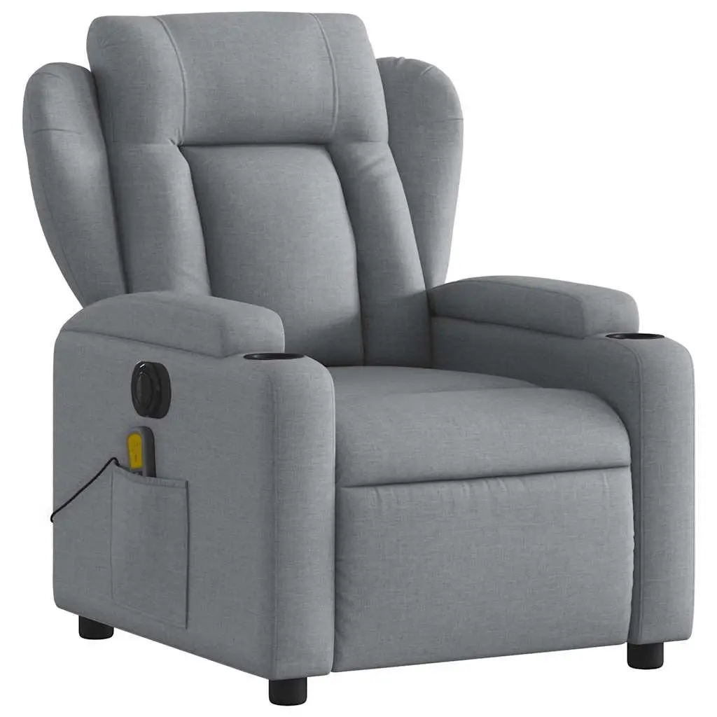 Electric Massage Recliner Chair Grey Fabric Living Room Adjustable Footrest