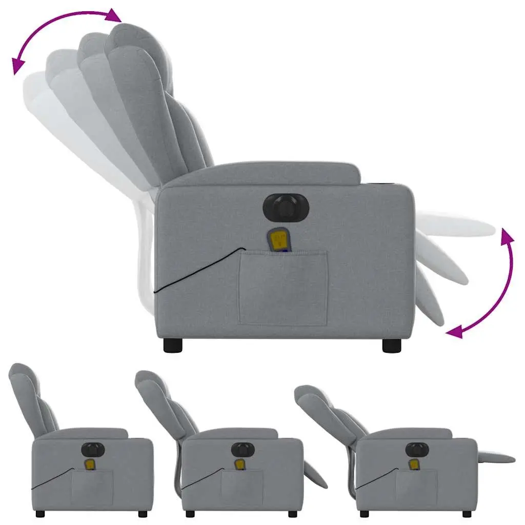 Electric Massage Recliner Chair Grey Fabric Living Room Adjustable Footrest