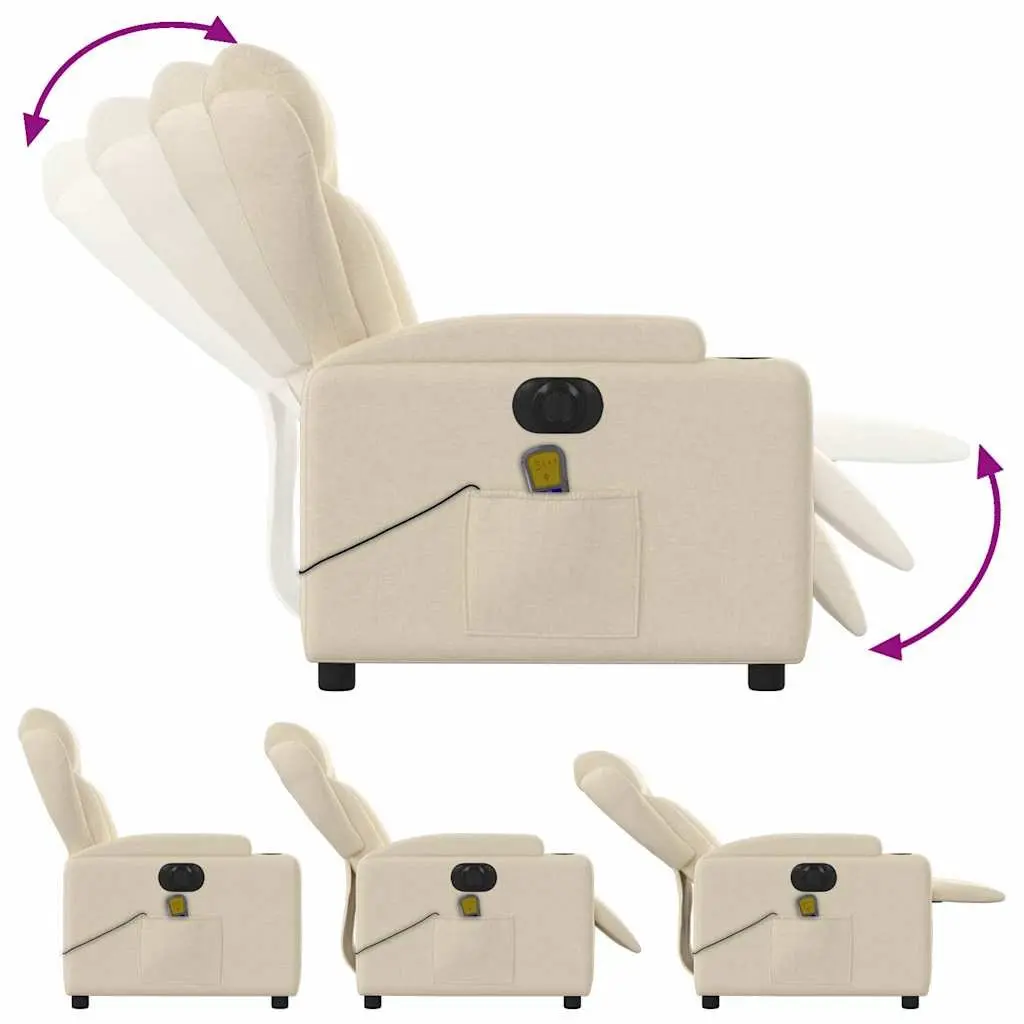 Electric Massage Recliner Chair for Living Room Cream Fabric Adjustable