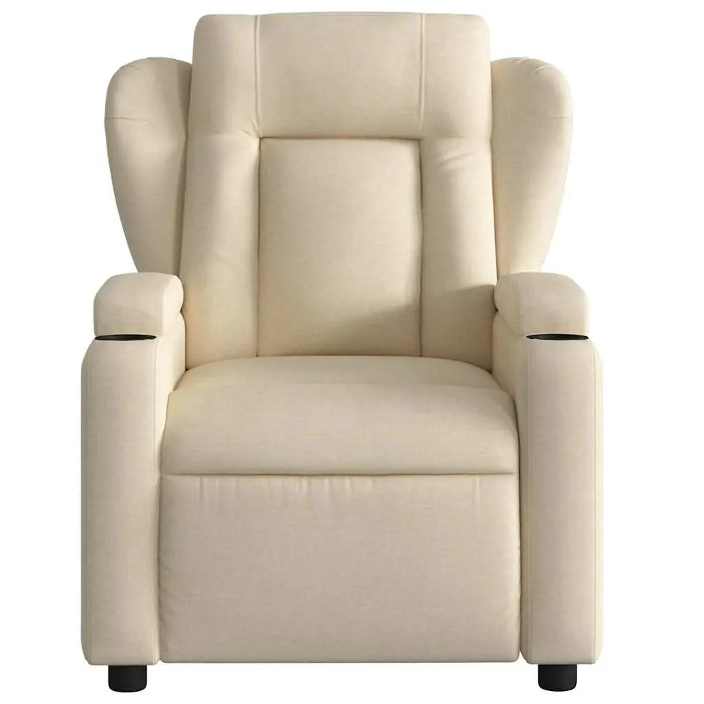 Electric Massage Recliner Chair for Living Room Cream Fabric Adjustable