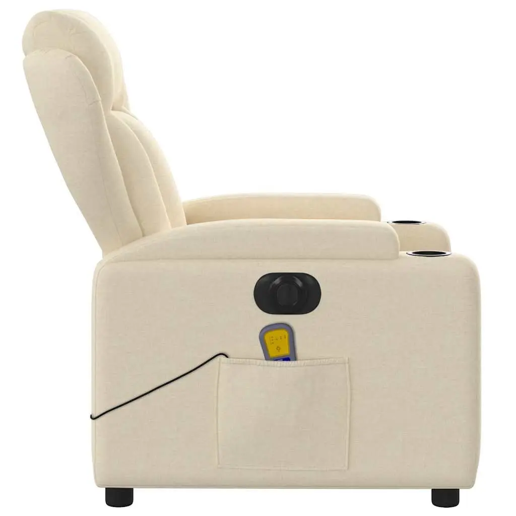 Electric Massage Recliner Chair for Living Room Cream Fabric Adjustable