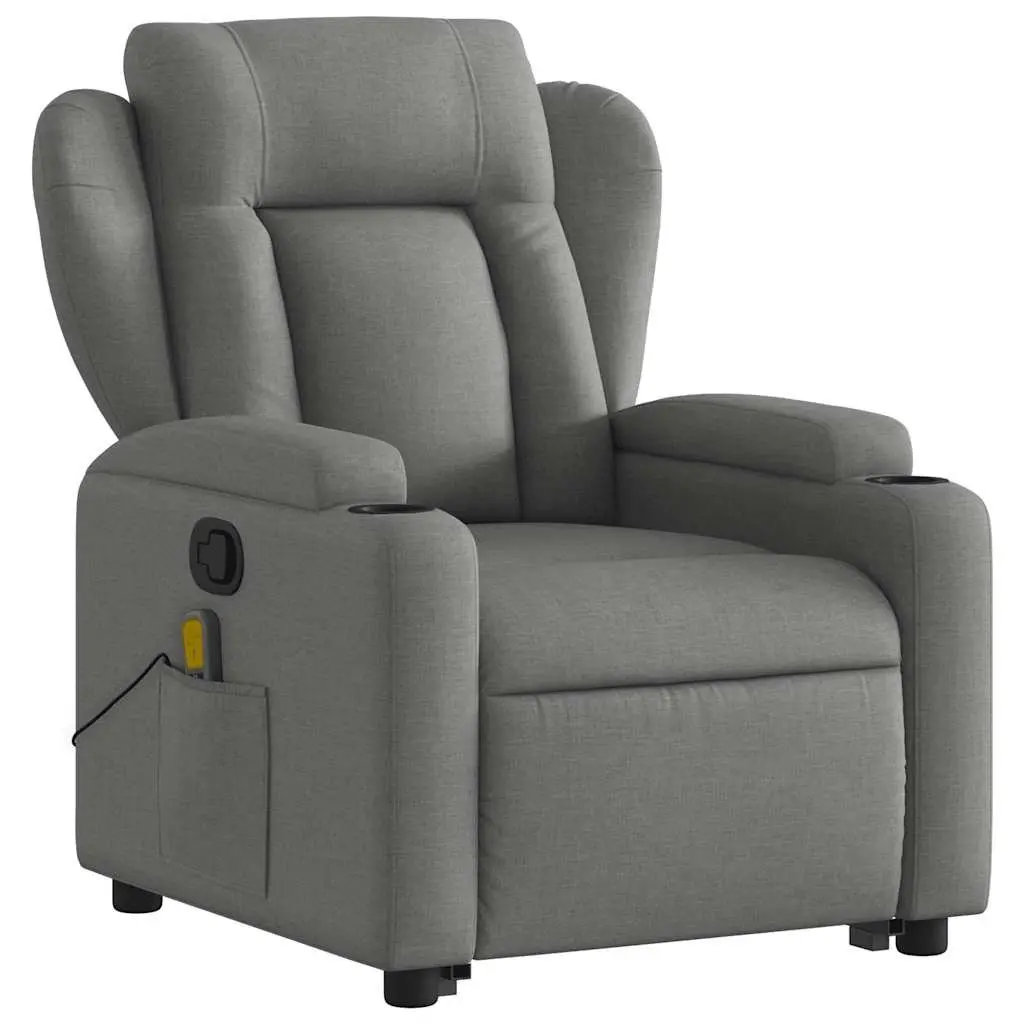 Massage Recliner Chair for Living Room Grey Fabric Power Lift Manual Recline