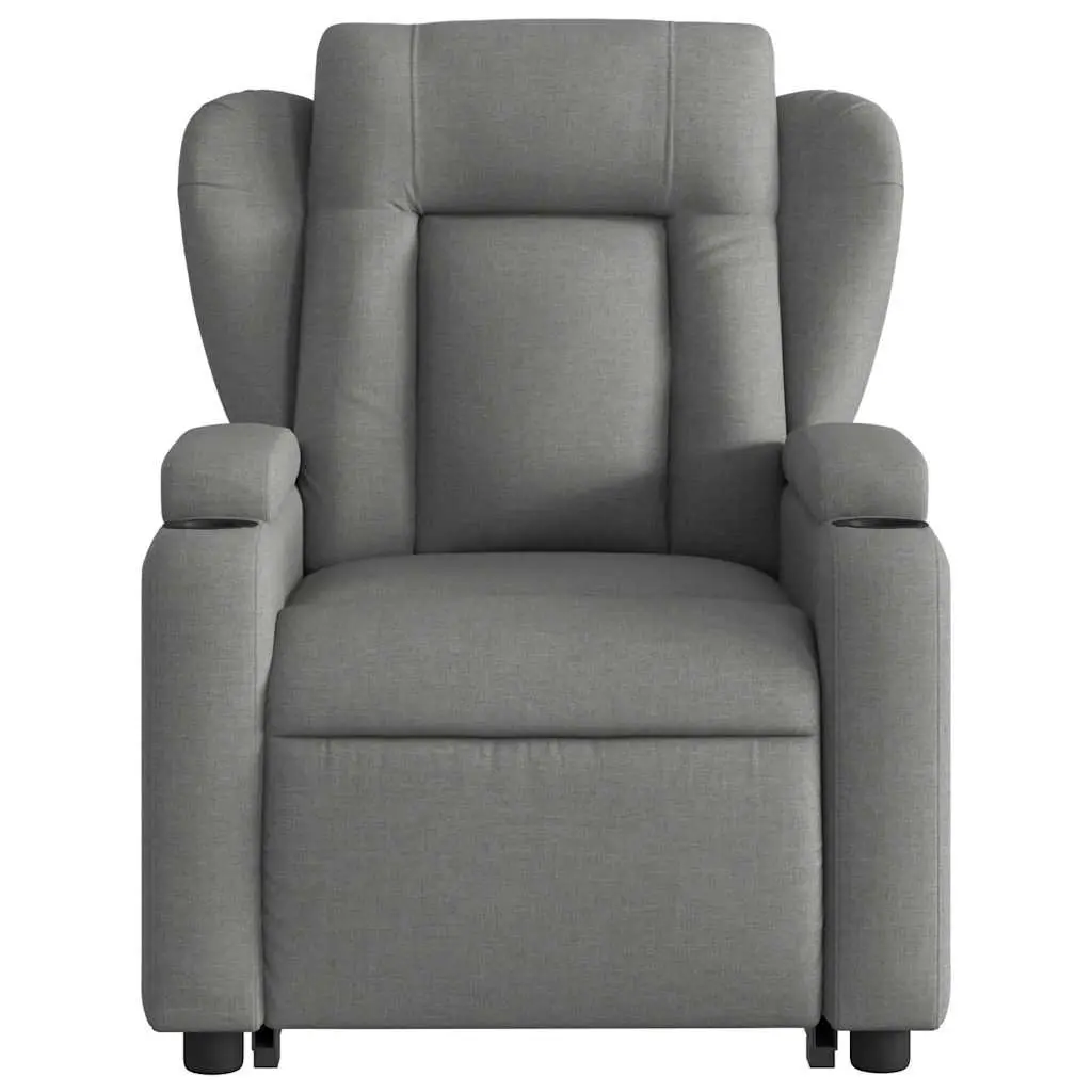 Massage Recliner Chair for Living Room Grey Fabric Power Lift Manual Recline