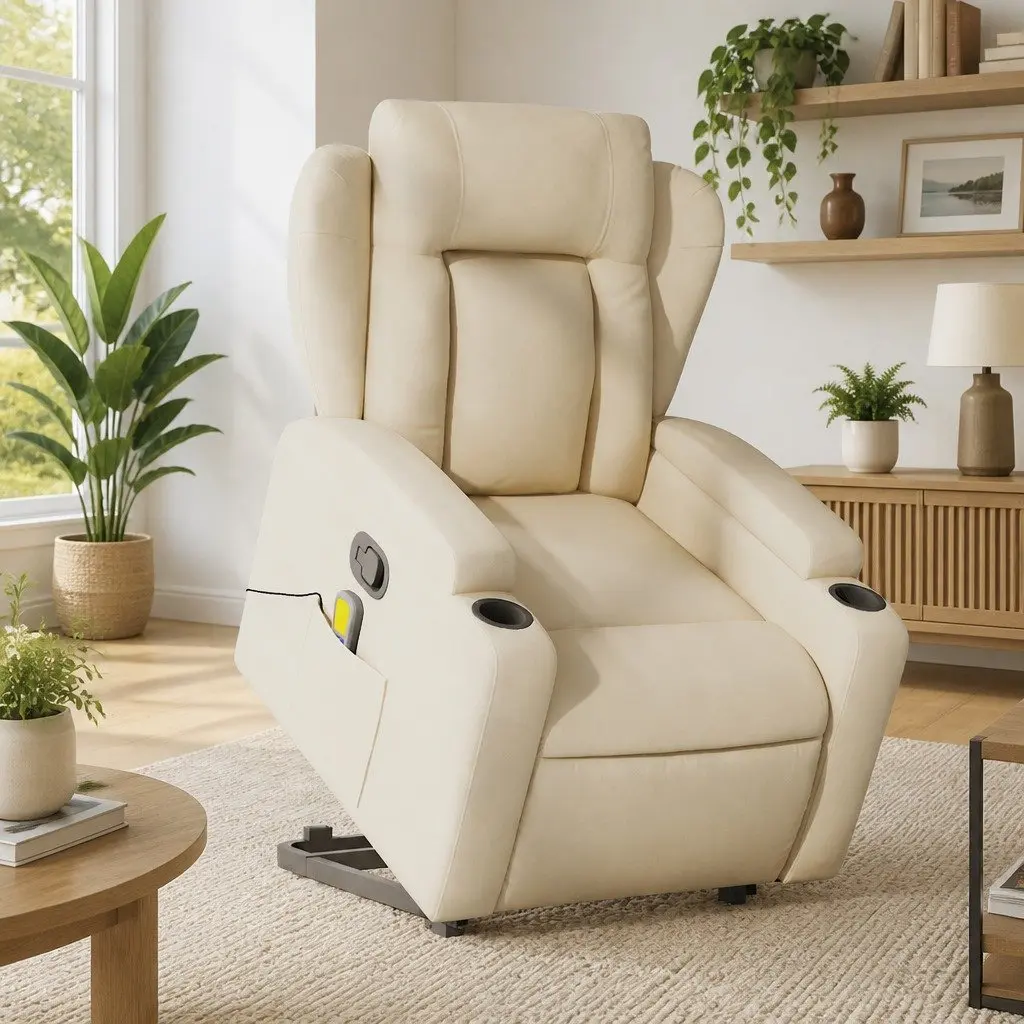 Electric Massage Recliner Chair for Elderly Cream