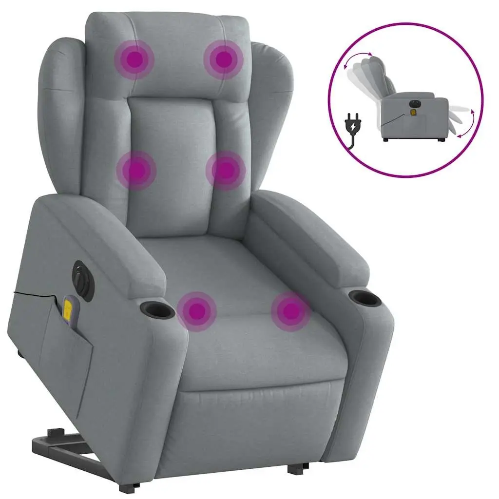 Electric Massage Recliner Chair for Living Room Grey Fabric