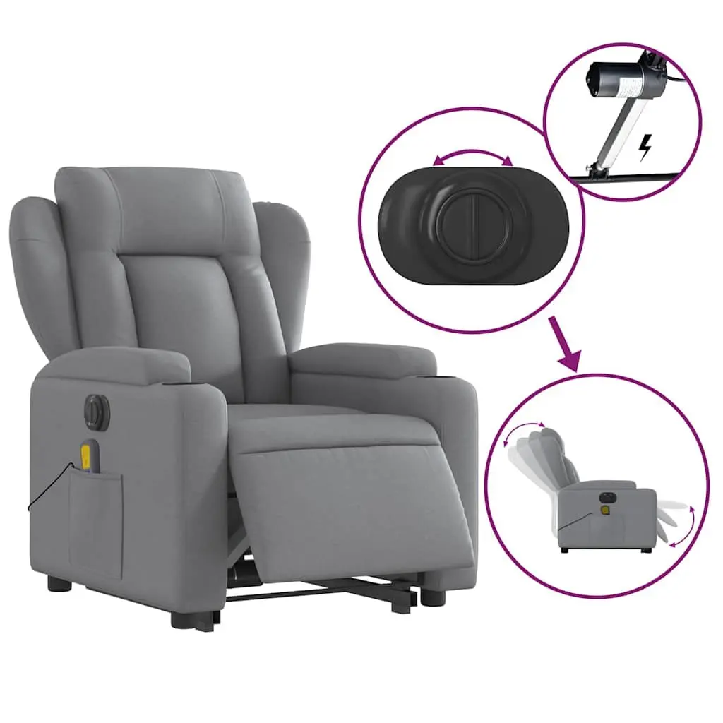 Electric Massage Recliner Chair for Living Room Grey Fabric