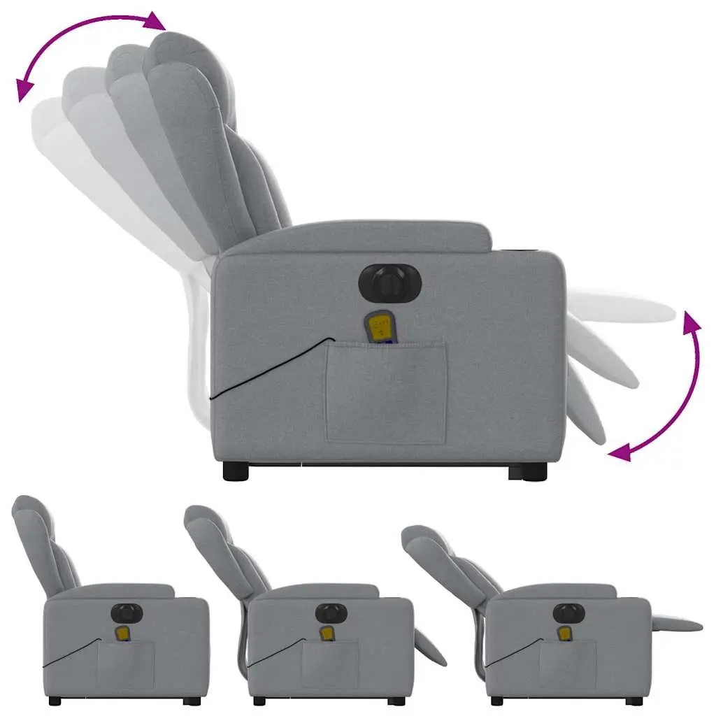 Electric Massage Recliner Chair for Living Room Grey Fabric