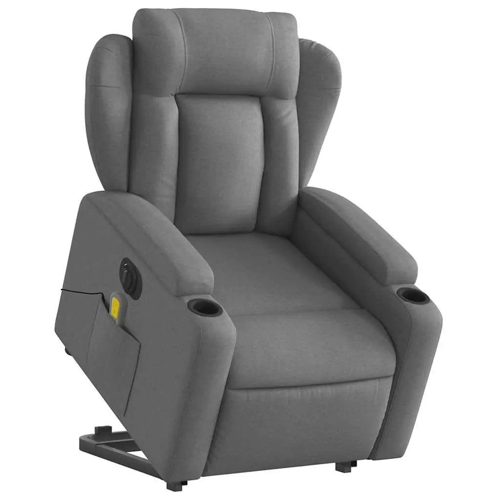 Electric Massage Recliner Chair for Elderly Grey Fabric 135 Degrees