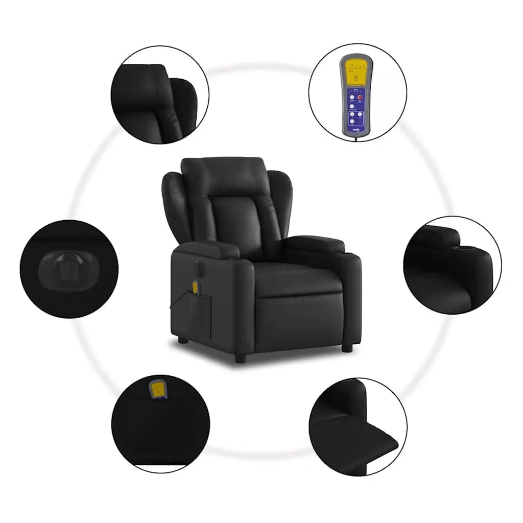Electric Massage Recliner Chair for Home Leisure Black Faux Leather