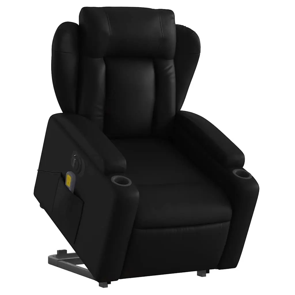 Electric Massage Chair for Living Room Black Faux Leather 135 Degrees