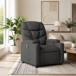 Grey Fabric Recliner Chair with Adjustable Footrest and Backrest