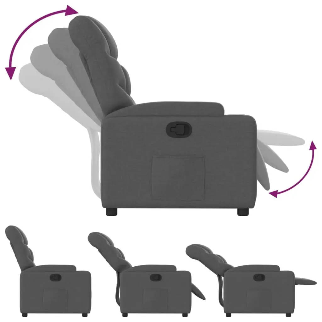 Recliner Chair Manual Reclining Grey Fabric Armchair for Living Room with Cup Holders