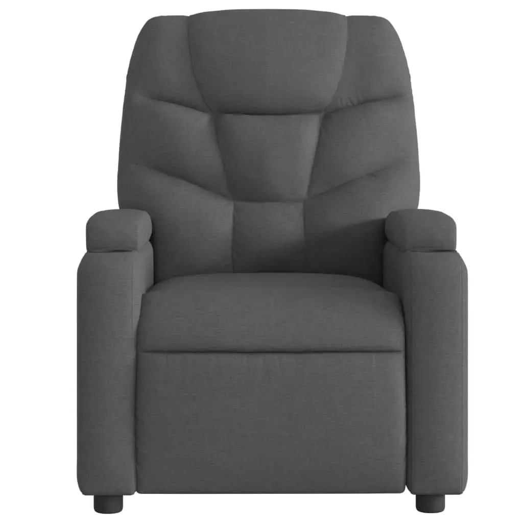Recliner Chair Manual Reclining Grey Fabric Armchair for Living Room with Cup Holders