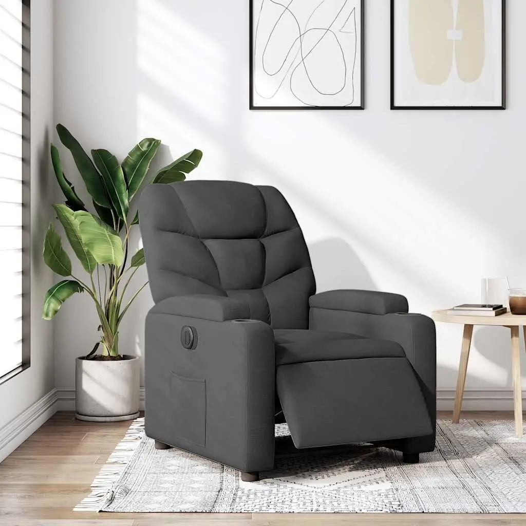 Electric Recliner Chair for Living Room Grey Fabric Adjustable Footrest Backrest