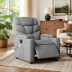 Electric Massage Recliner Specifications: Grey Fabric Chair